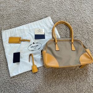 Prada Canapa Cinghi Bowler Shoulder Handbag